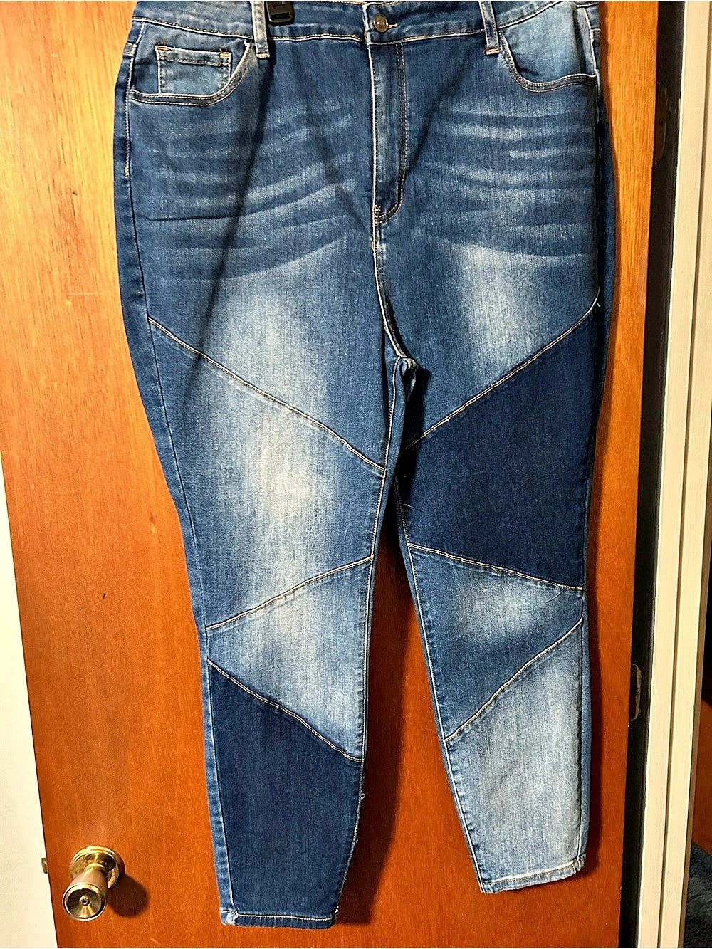 Fashion Nova Women's Blue Panel Skinny Jeans